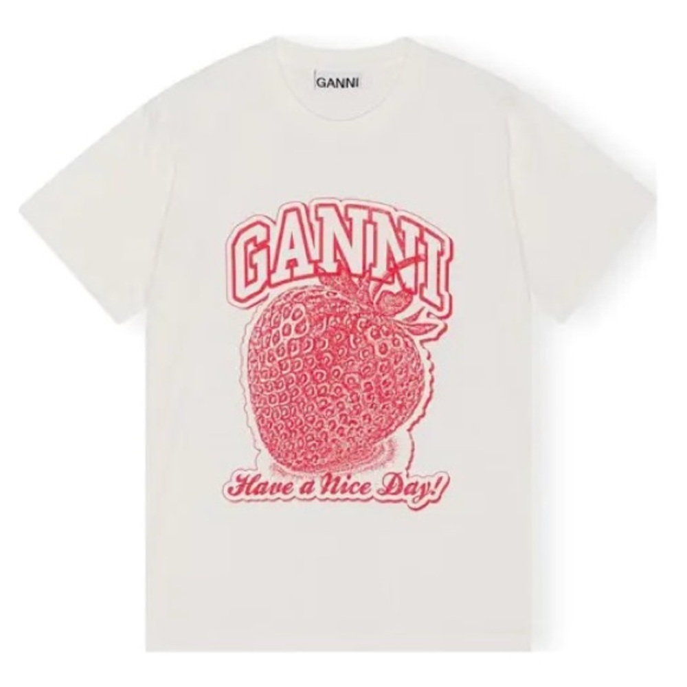Ganni have a nice day strawberry tee shirt